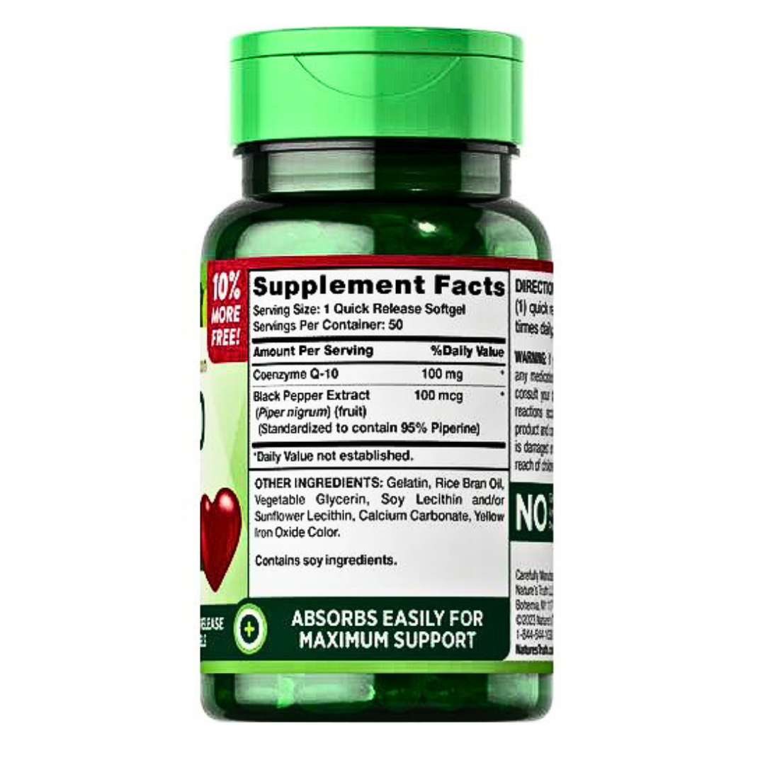 Enhanced Absorption CoQ-10 Plus Pepper Extract (Natures Truth) 50 Softgels